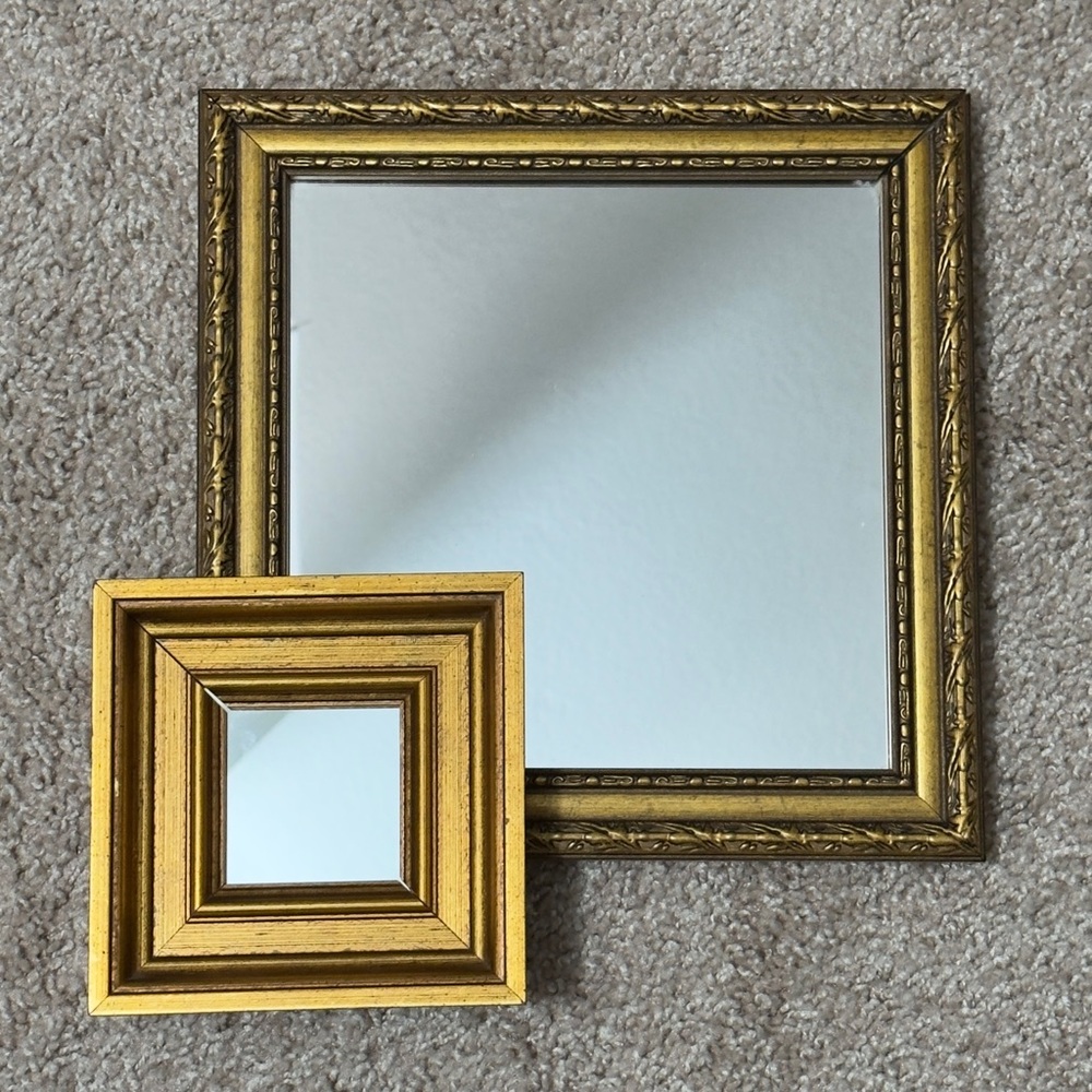 Vintage Set Gold Gilt Mirrors Wood Framed Ornate French Style Mirror Wall Decor